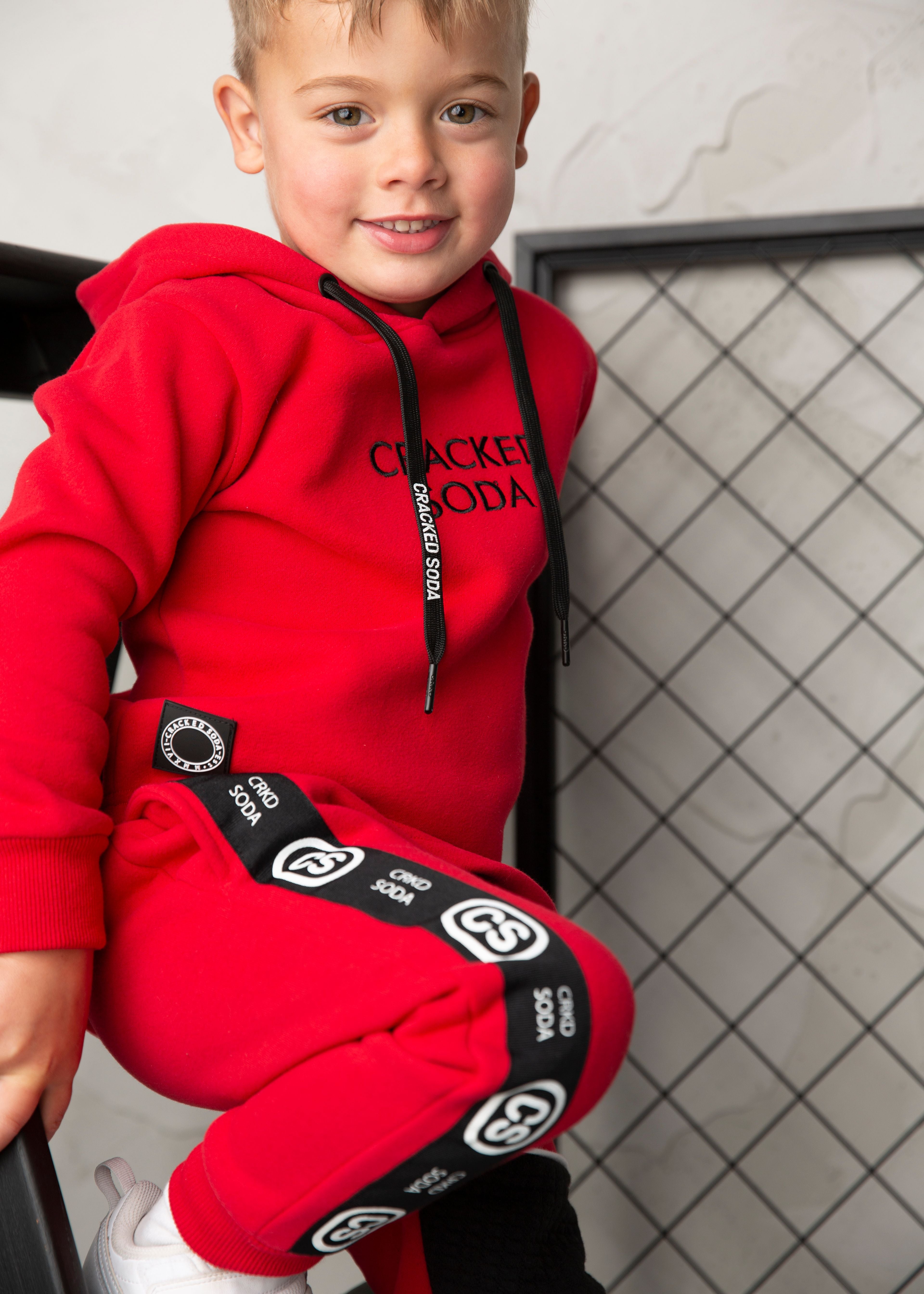 Sammy Detailed Hoodie - Red-Clothing-Cracked Soda