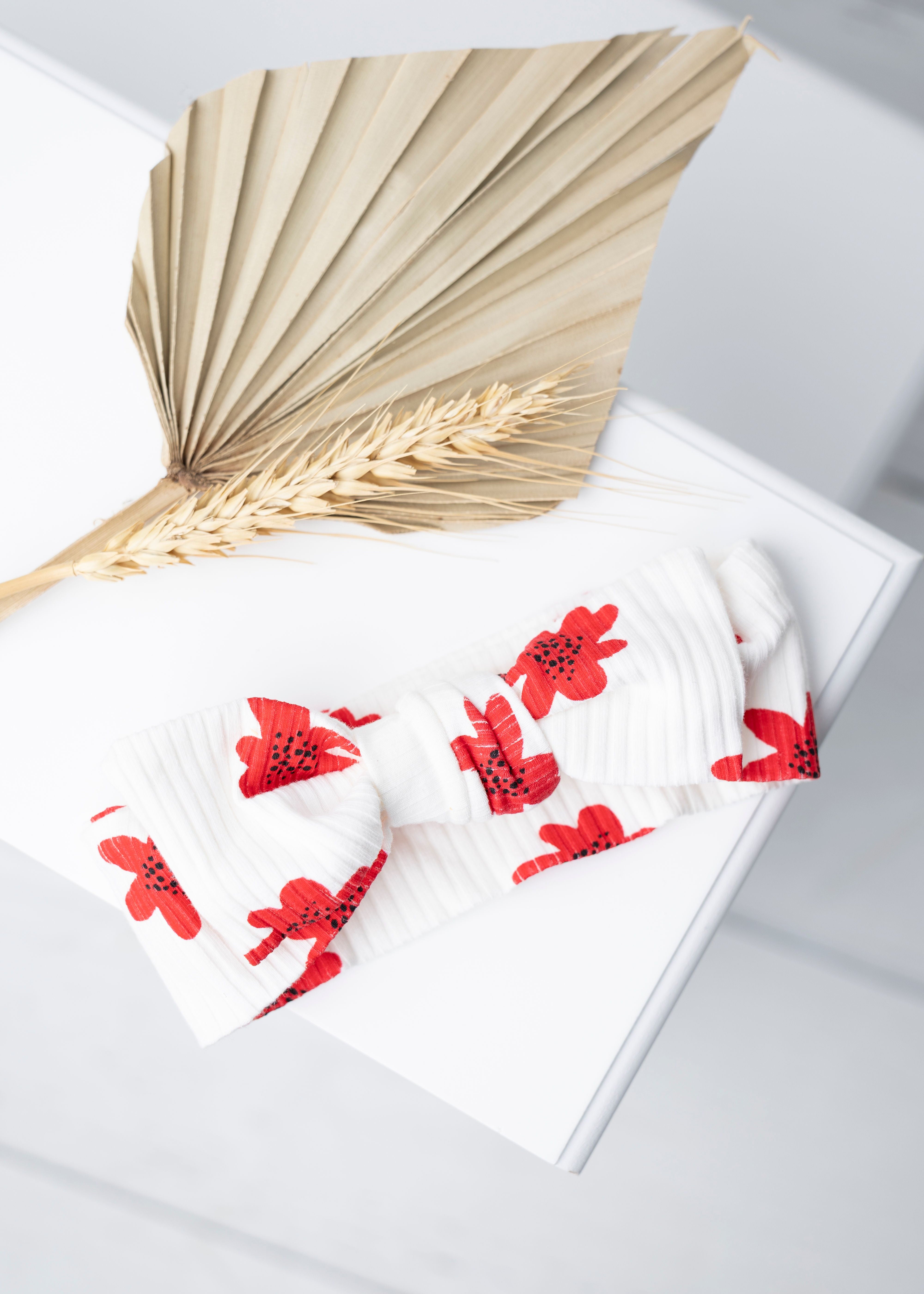 Poppy Flower White Headband-Clothing-Cracked Soda