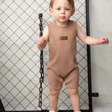Dash Waffle Romper - Mocha-Clothing-Cracked Soda