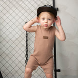 Dash Waffle Romper - Mocha-Clothing-Cracked Soda
