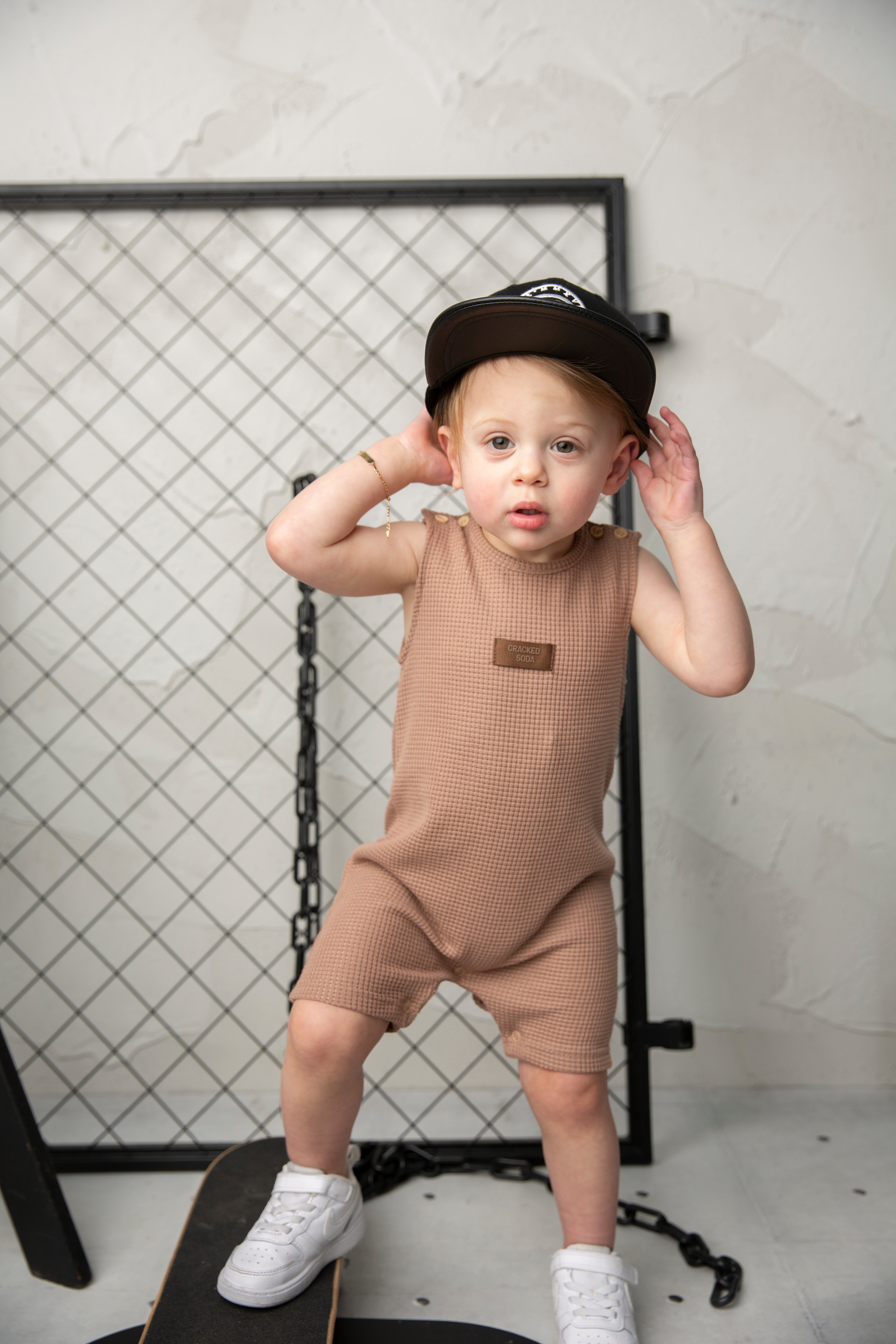 Dash Waffle Romper - Mocha-Clothing-Cracked Soda