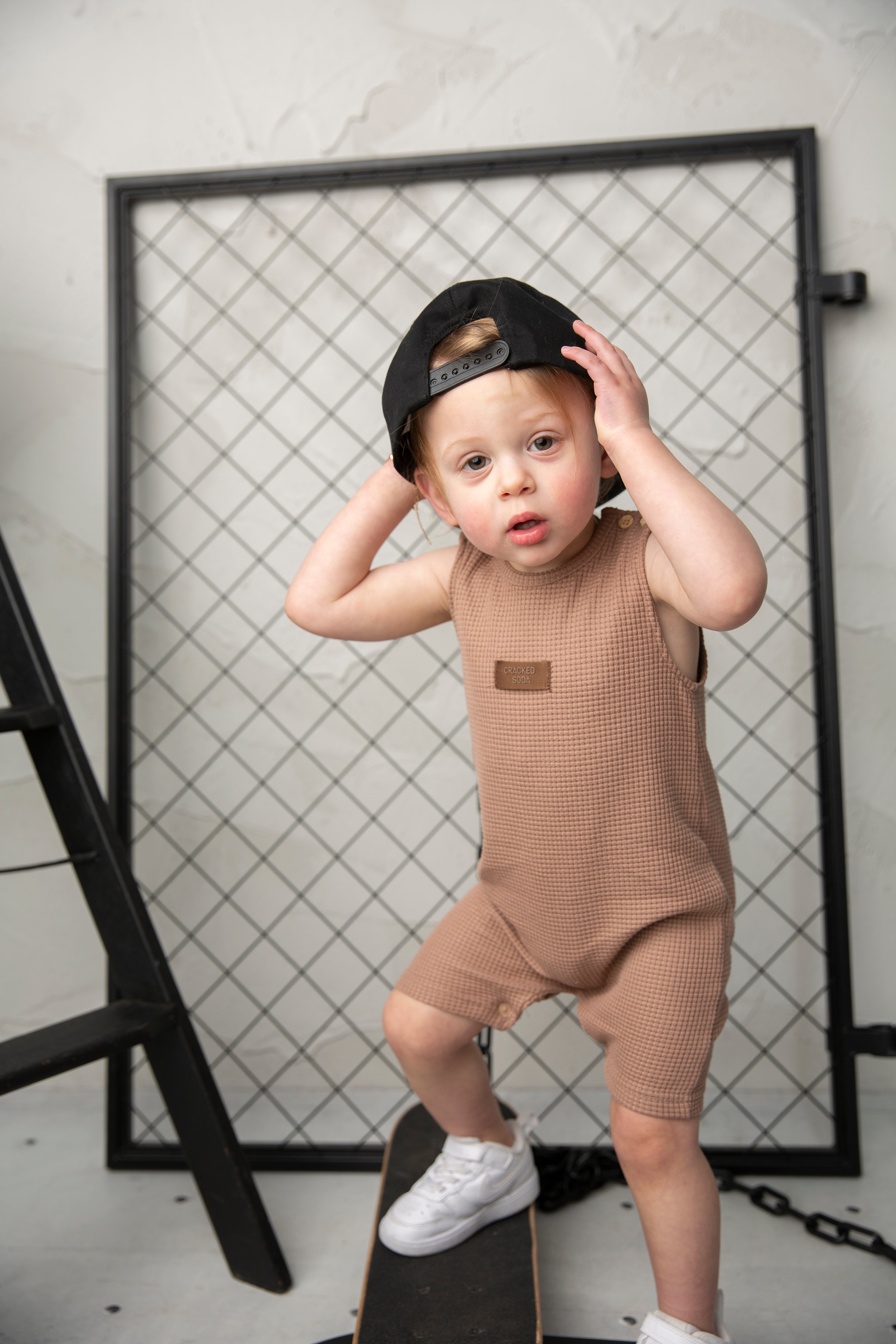 Dash Waffle Romper - Mocha-Clothing-Cracked Soda