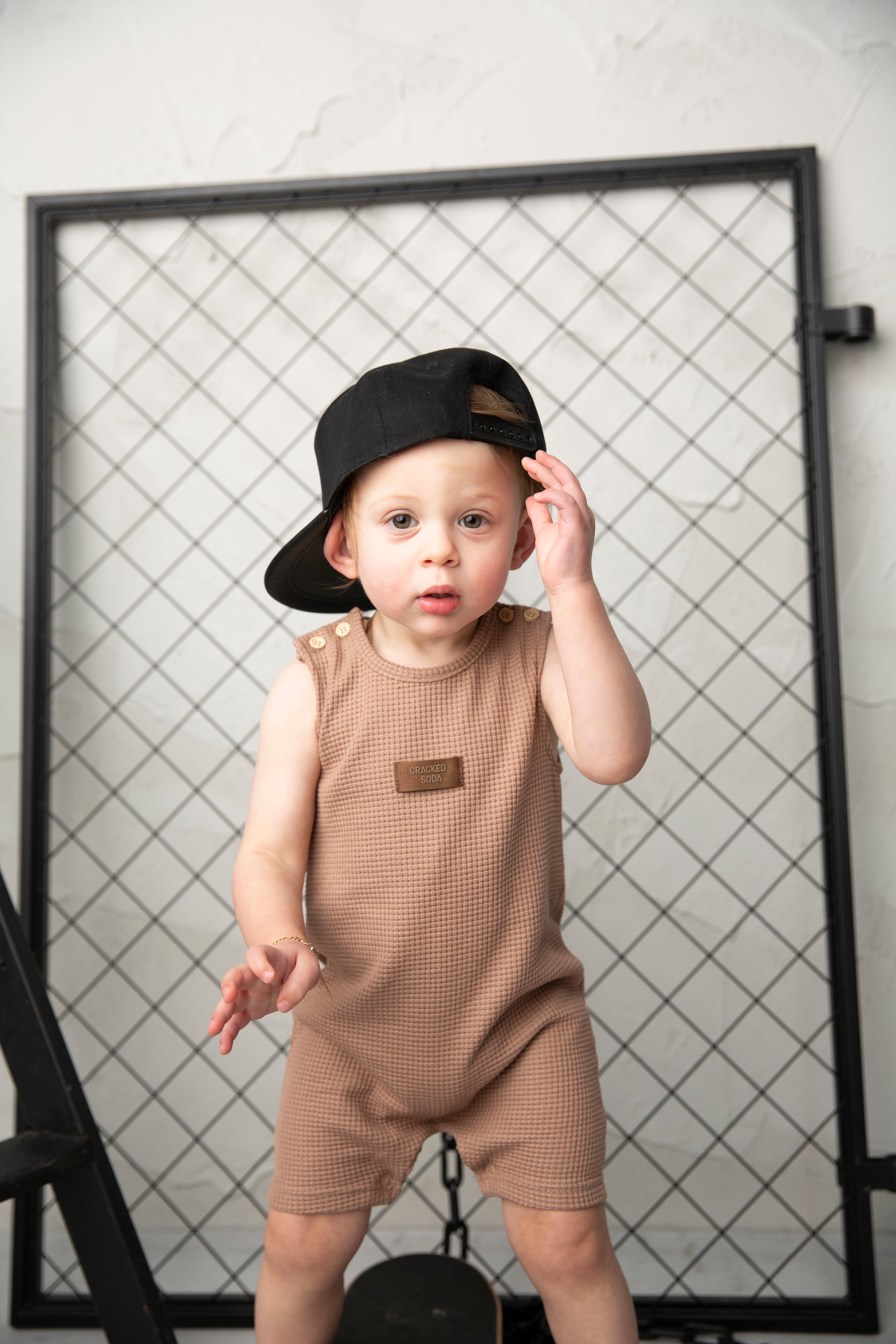 Dash Waffle Romper - Mocha-Clothing-Cracked Soda