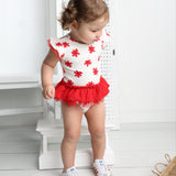 Poppy White Print Tulle Bodysuit