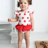 Poppy White Print Tulle Bodysuit