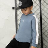 Elio Detailed Sleeve Sports Crew - Blue Mirage