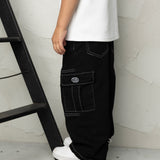 Detailed Stitch Jeans Black Denim