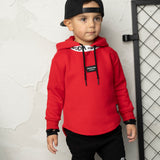 Detailed Neck Hoodie Red