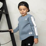 Elio Detailed Sleeve Crew - Blue Mirage
