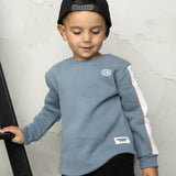 Elio Detailed Sleeve Crew - Blue Mirage