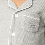 Waffle Button Up Pyjamas - Grey Marle