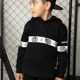 Noah Detailed Strip Hoodie - Black