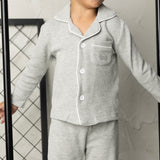 Waffle Button Up Pyjamas - Grey Marle