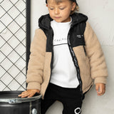 Theodore Textured Puff Jacket - Black/Truffle