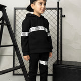 Noah Detailed Strip Hoodie - Black