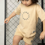 Blade Detailed Tee & Short Set - Biscuit