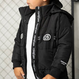 Noah Elevated Puff Jacket with Removable Hood - Black