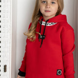 Harlow Detailed Neck Hoodie - Red