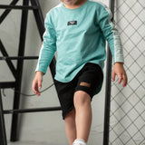Huck Detailed L/Sleeve - Wasabi/Pale Aqua