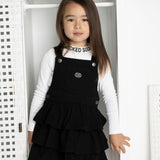 Onyx Layered Denim Pinafore - Black