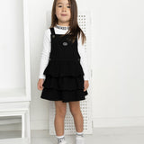 Onyx Layered Denim Pinafore - Black