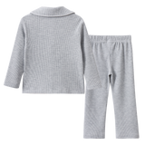 Waffle Button Up Pyjamas - Grey Marle