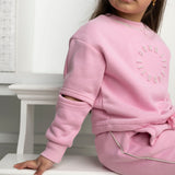 Savannah Embossed Detail Crew - Pink