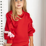 Scarlett Bow Crew & Pant Set - Cherry