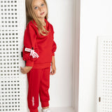 Scarlett Bow Crew & Pant Set - Cherry