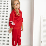 Scarlett Bow Crew & Pant Set - Cherry