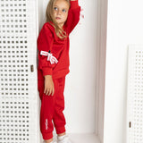 Scarlett Bow Crew & Pant Set - Cherry