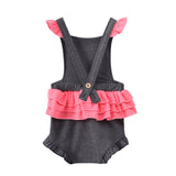 Mila Frill Overall - Grey/Bright Pink