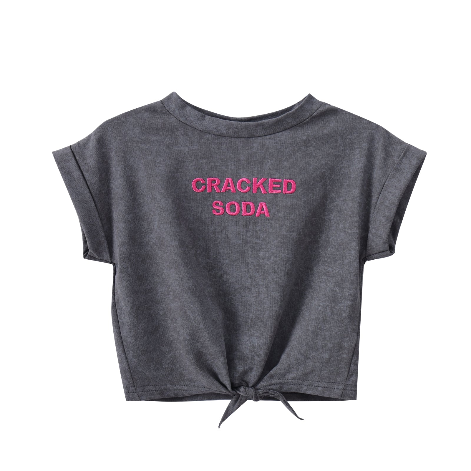 Mila Casual Tie Top - Grey Wash-Clothing-Cracked Soda