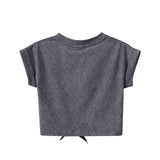 Mila Casual Tie Top - Grey Wash