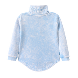 Ash Detailed Zip Collar Crew - Ice Blue