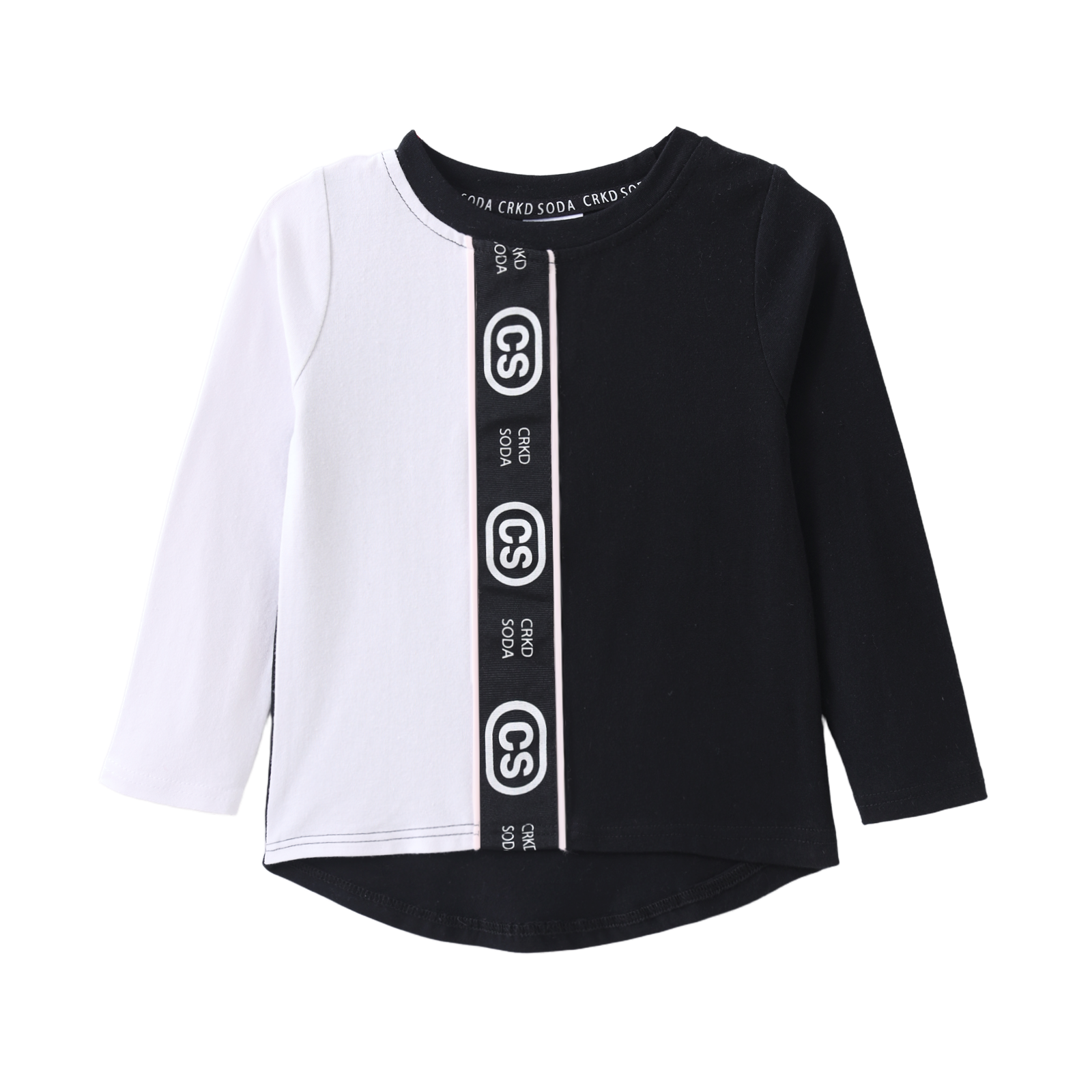 Alaska Detailed Long Sleeve Tee - Black & White-Clothing-Cracked Soda