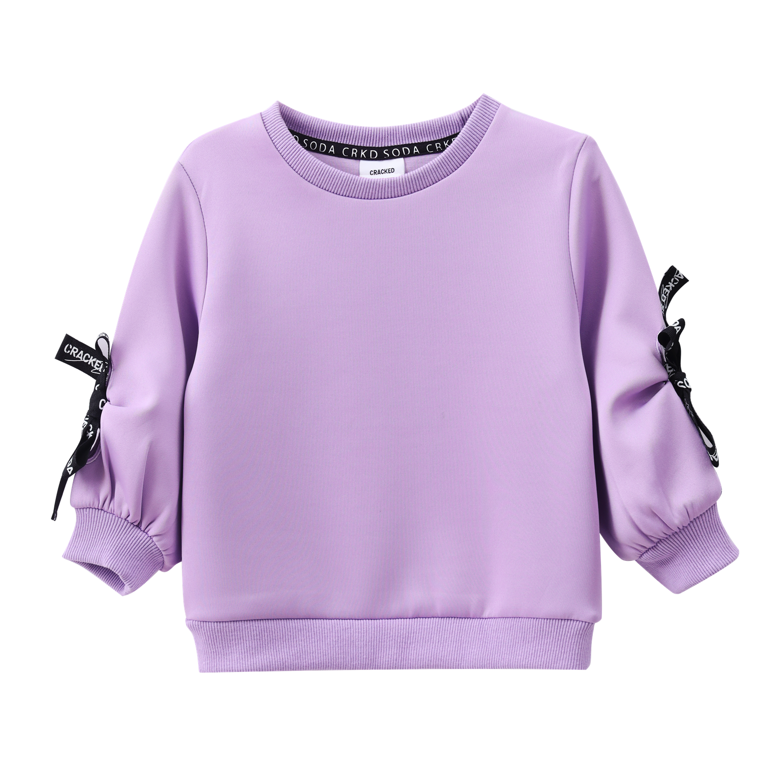 Imogen Detailed Bow Sleeve Crew - Purple-Clothing-Cracked Soda