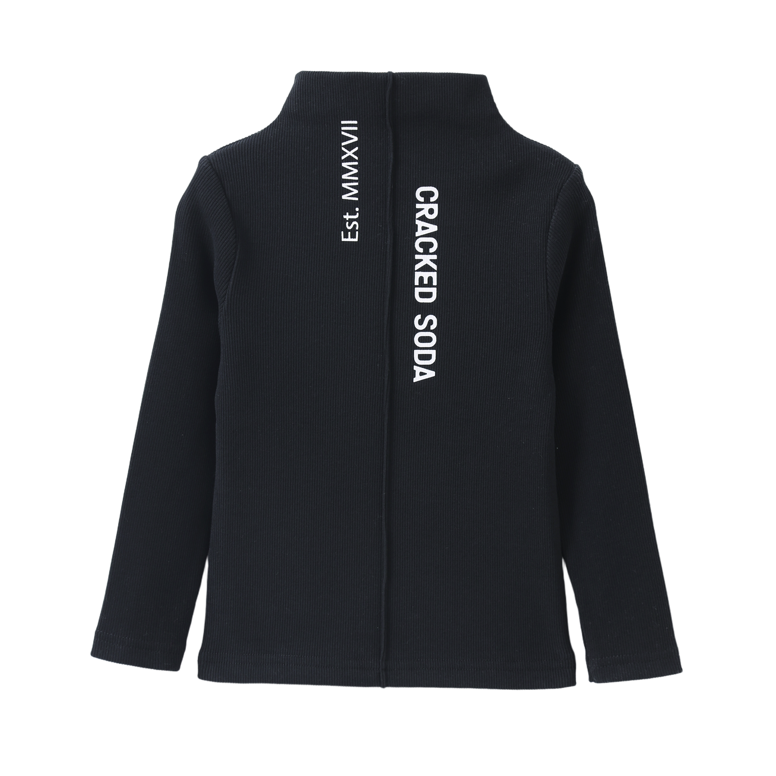Jewel Ribbed Detail Long Sleeve - Black-Clothing-Cracked Soda