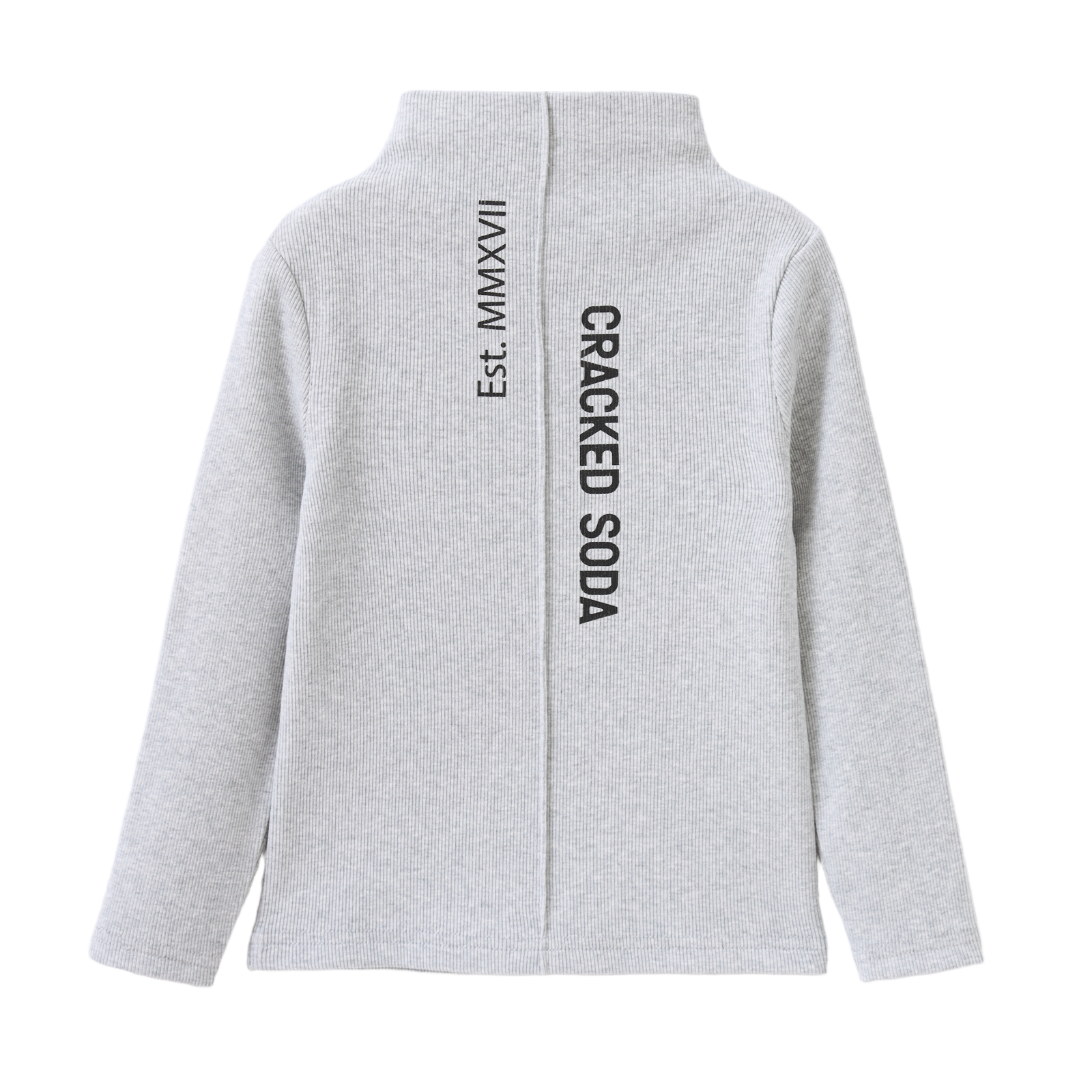 Jewel Ribbed Detail Long Sleeve - Grey Marl-Clothing-Cracked Soda