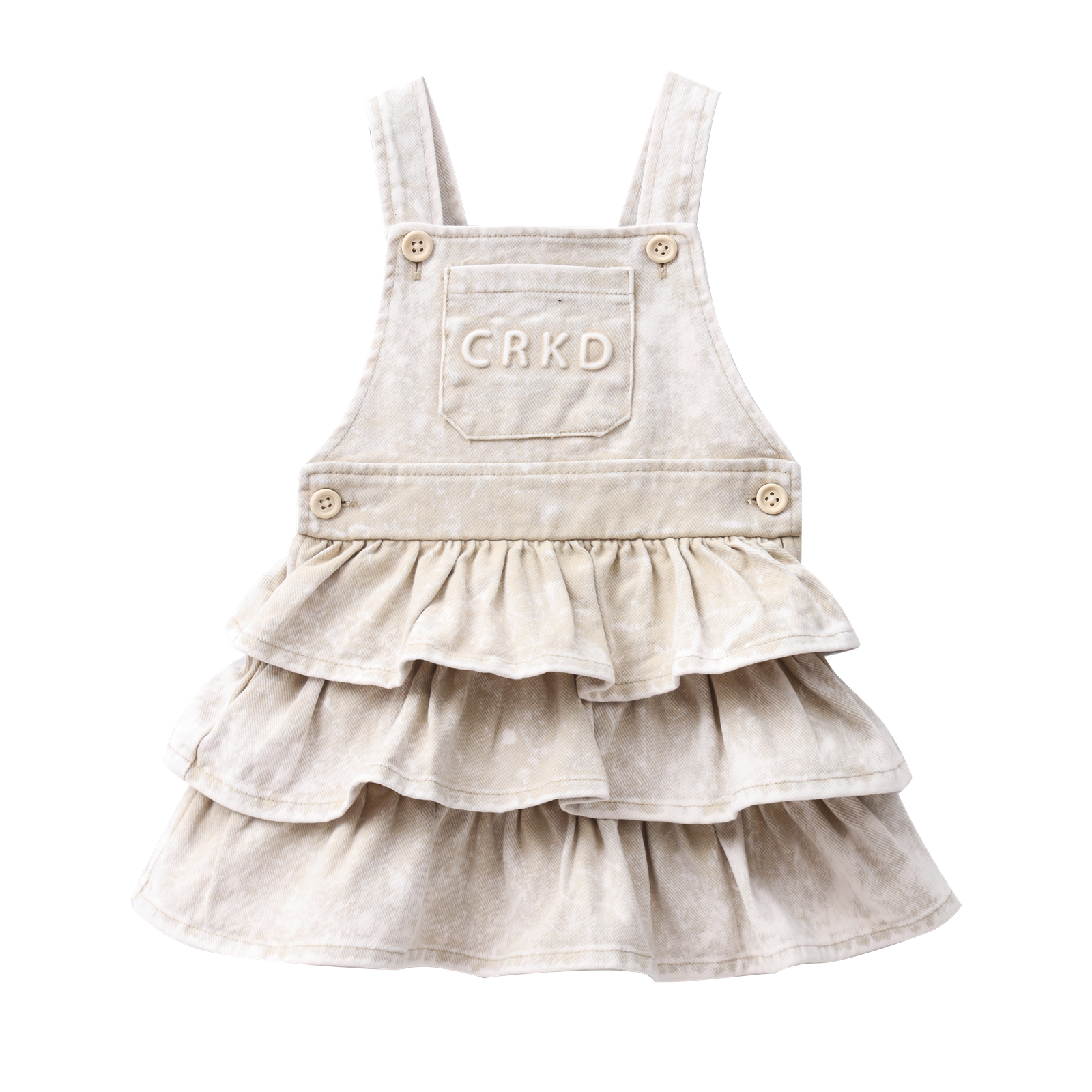 Molly Denim Pinafore - Beige-Clothing-Cracked Soda