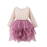 Flora Shredded Tutu - Beige Pattern/Mauve Tulle