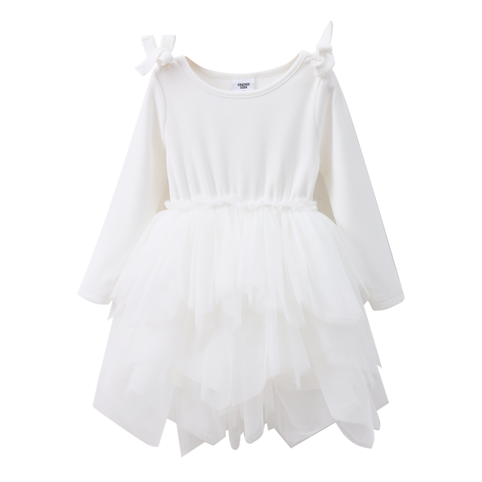 Winter Ribbed bow Fleece Tutu - Cream White-Clothing-Cracked Soda