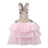 Ava Detailed Pinafore Tutu - Denim Beige/Pink