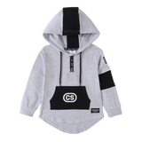 Tommy Detailed Zip Hooded Tee - Grey