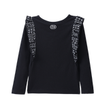 Cleo Detailed Frill Long Sleeve Top - Black