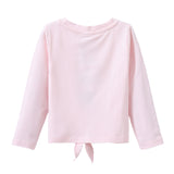 Cleo Embossed Neck L/S Tie Top - Pink