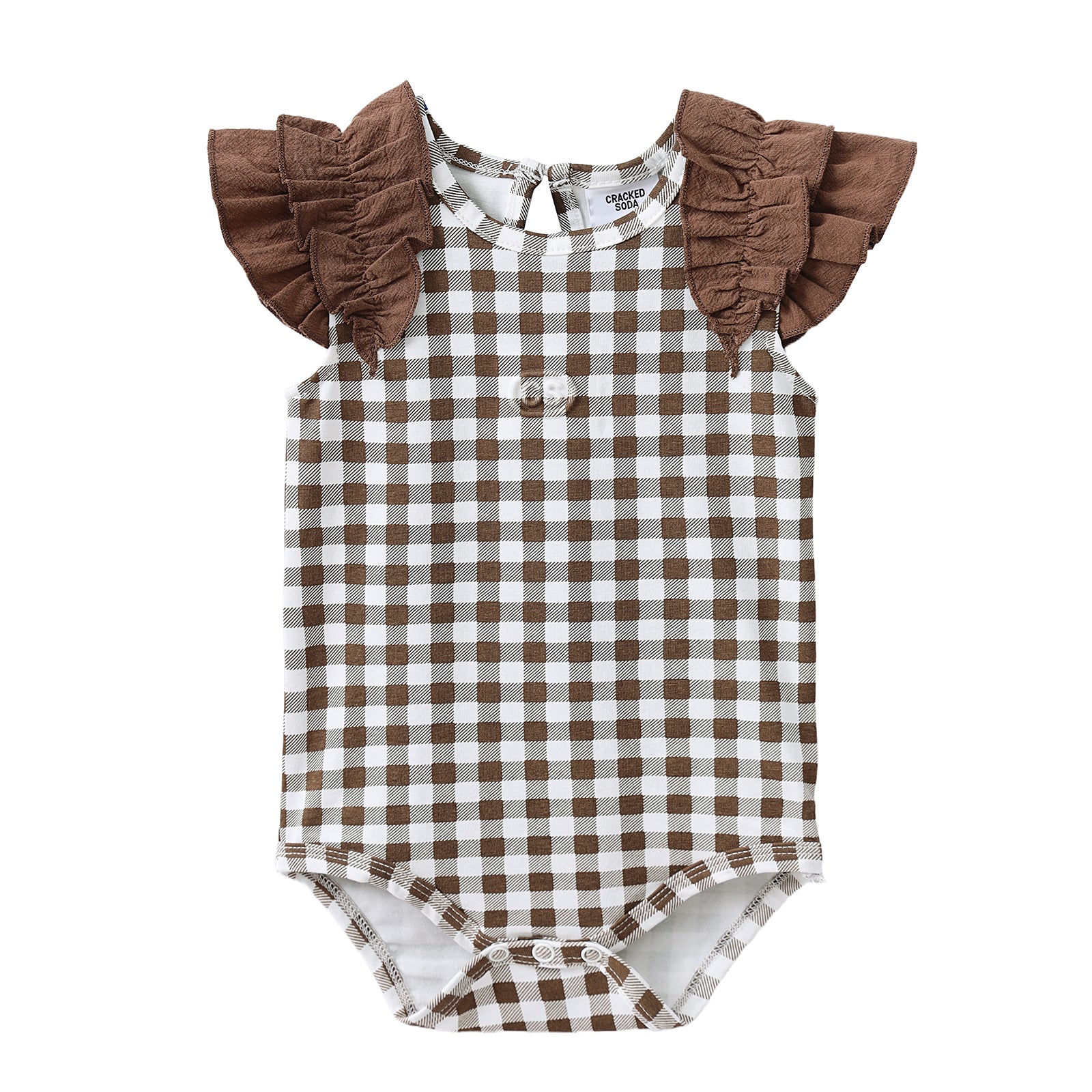 Skylar Check Bodysuit - Mocha-Clothing-Cracked Soda