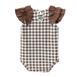 Skylar Check Bodysuit - Mocha