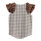 Skylar Check Top - Mocha