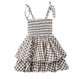 Skylar Check Bubble Dress - Mocha